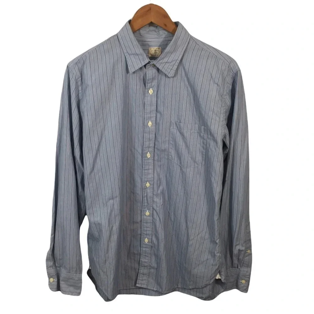 BF420 Men’s J. Crew Striped 2 Ply Button Down Career Shirt 16-16.5 L